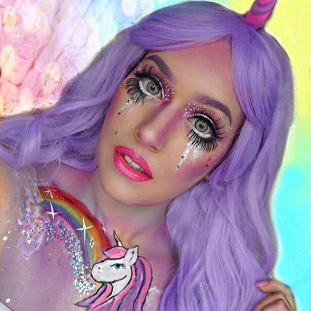ลึกลับ Unicorn for Cute Halloween Makeup Ideas 