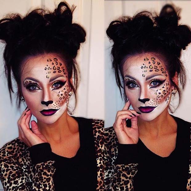 Frumos Leopard Makeup for Cute Halloween Makeup Ideas 