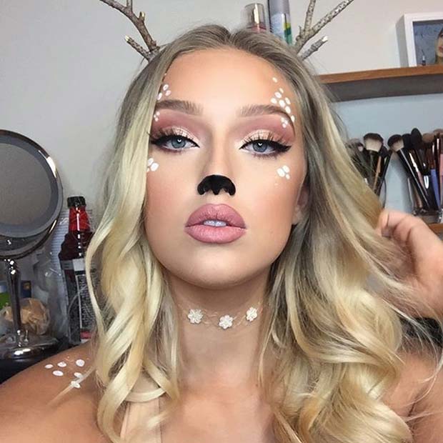 sladak Deer Makeup for Cute Halloween Makeup Ideas 