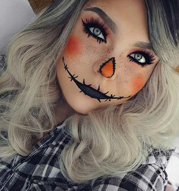 น่ากลัว Scarecrow for Cute Halloween Makeup Ideas 