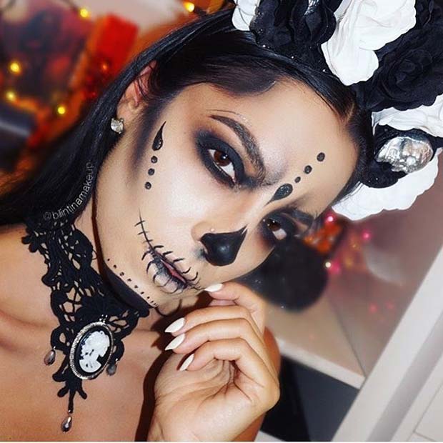 Înfricoșător Skull Makeup for Cute Halloween Makeup Ideas 