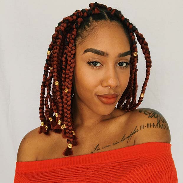 Közepes Box Braids with Color