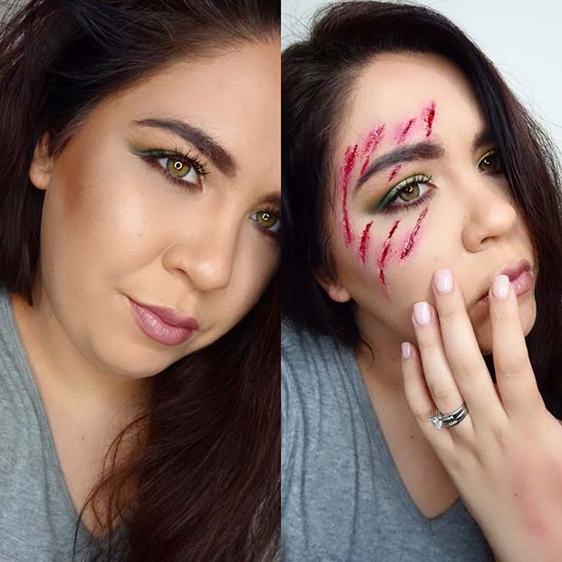 रक्तमय Scratches for Easy, Last-Minute Halloween Makeup Looks
