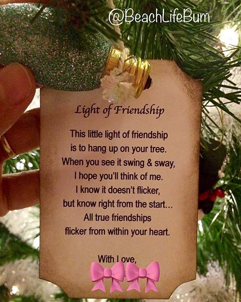 jul Friendship Poem for DIY Christmas Gift Ideas