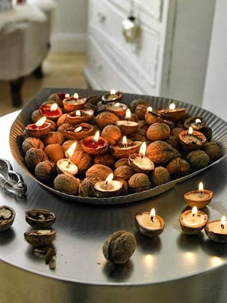 אגוז מלך Candles DIY Thanksgiving Decoration