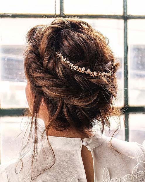 accessorized Crown Braid for Bridesmaid Hair Ideas 