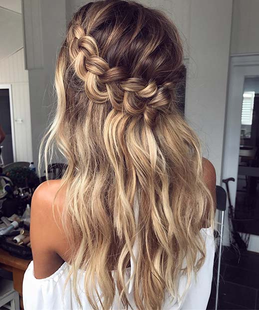 מְשׁוּחרָר Waterfall Braid for Bridesmaid Hair Ideas 