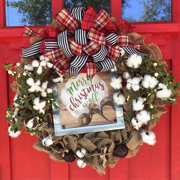कपास Christmas Wreath for Farmhouse Inspired Christmas Decor