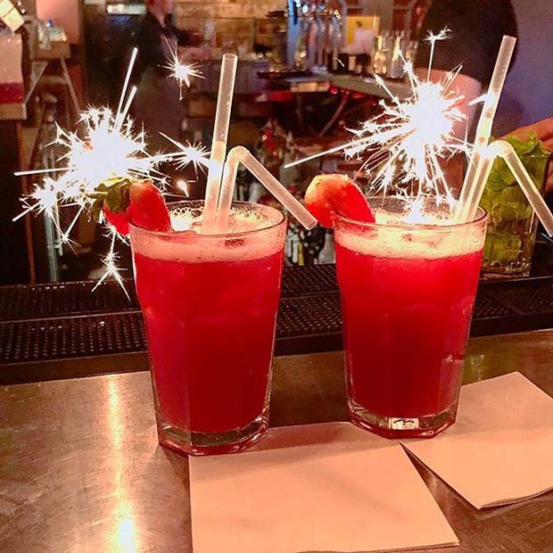 Strawberry Woo Woo with Sparklers for Fruity Summer Cocktail Idea for Women