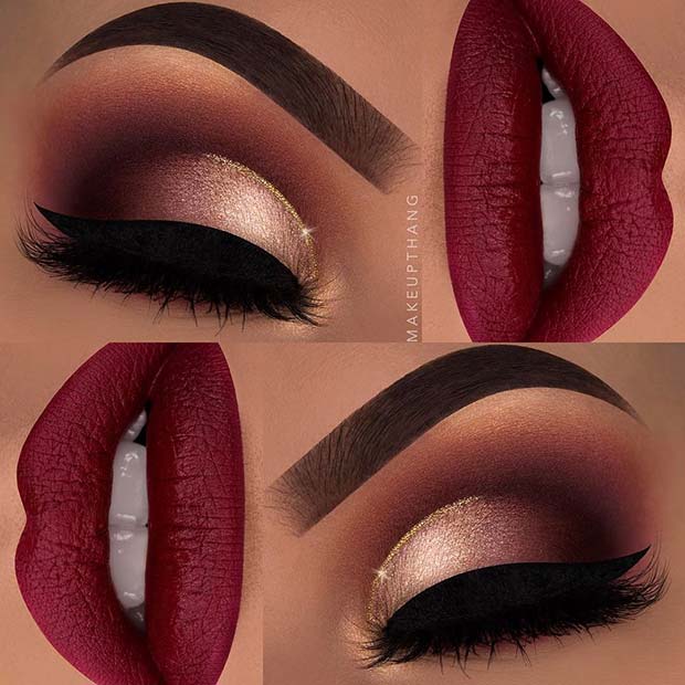 Божић Red and Gold Makeup Look
