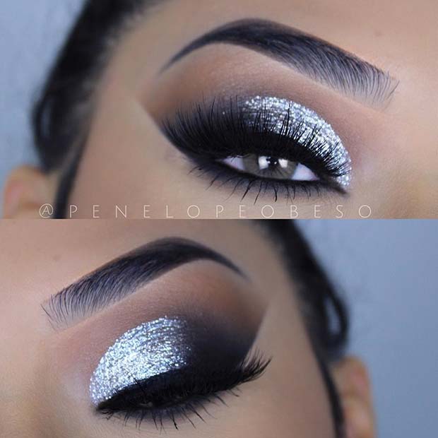 Silver Glitter Eye Makeup