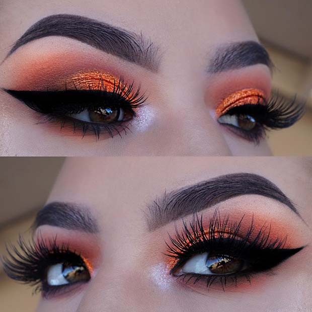 Vibrant Orange Eye Makeup for Summer