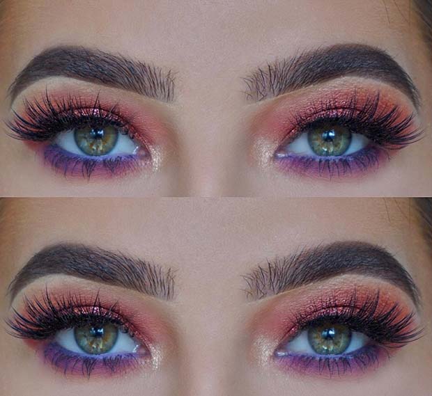 Orange and Purple Eye Makeup for Summer