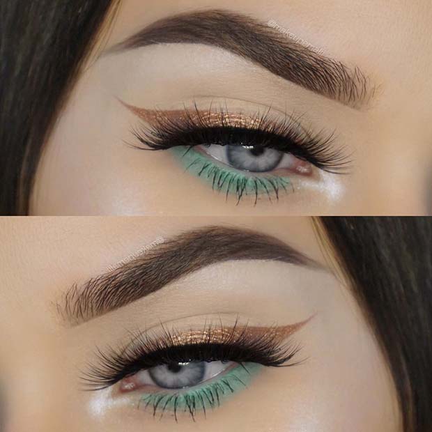 Altın and Green Eye Makeup Look for Summer