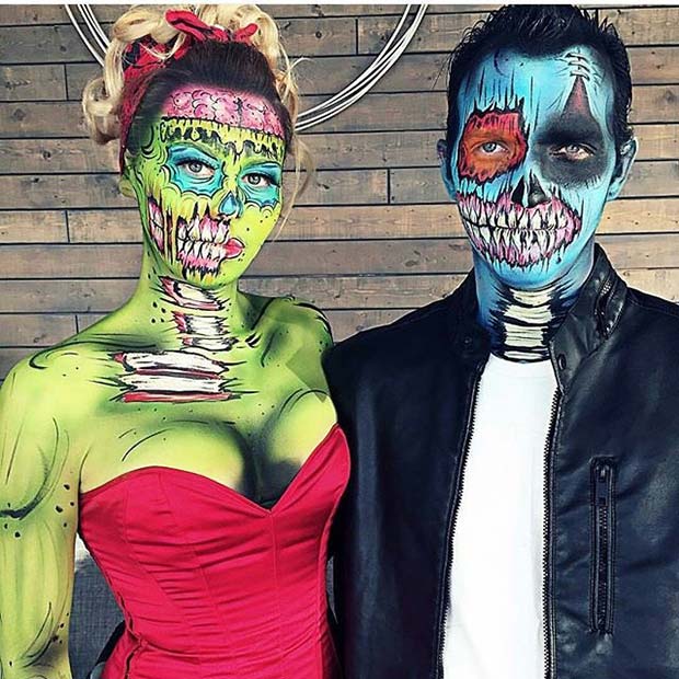 ป๊อป Art Zombie Couple for Halloween Costume Ideas for Couples 