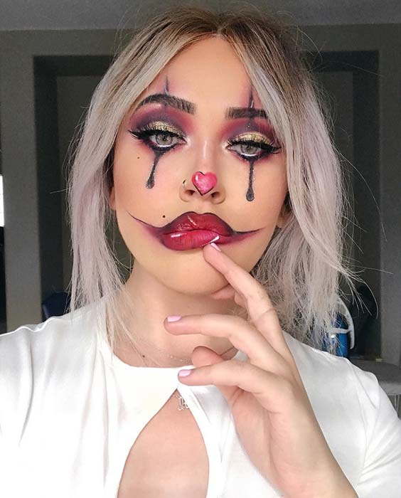 सुंदर Clown Halloween Makeup Look 