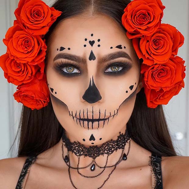 น่ารัก Sugar Skull Makeup Idea for Halloween