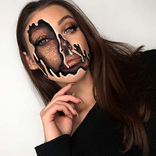 Глиттер Melting Makeup Idea for Halloween 