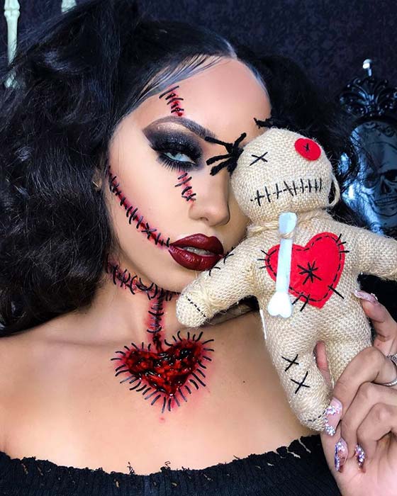 Voodoo Doll Halloween Makeup Idea