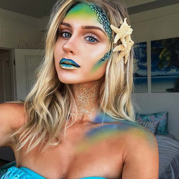น่ารัก Mermaid Makeup for Halloween