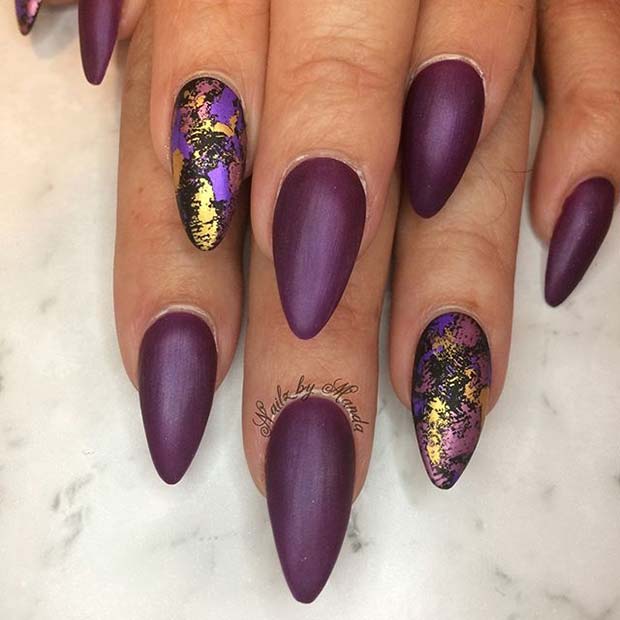 Тренди Matte and Foil Nail Art for Matte Nail Designs for Fall 