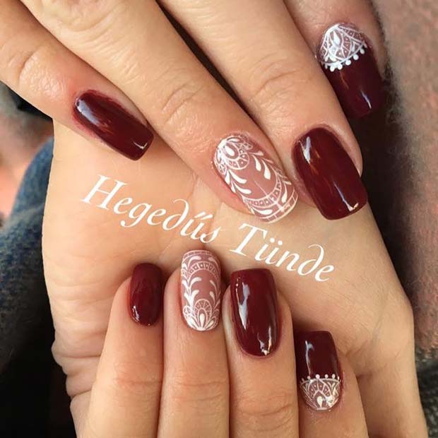 सर्दी Lace Nails for Winter Nail Ideas