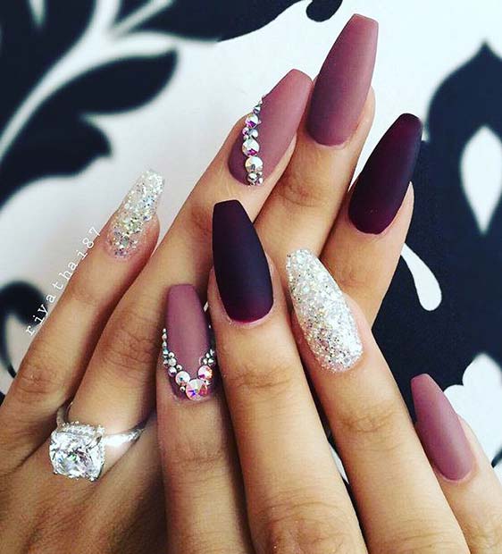 Violet and Sparkle Design for Winter Nail Ideas