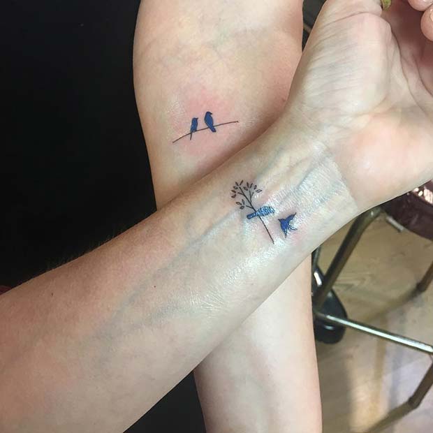 प्यारा Bird Tattoos for Popular Mother Daughter Tattoos