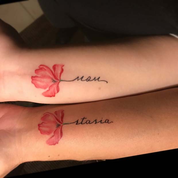 पुष्प Name Tattoos for Popular Mother Daughter Tattoos
