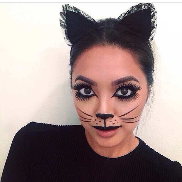 Sevimli Kitty Halloween Makeup Look
