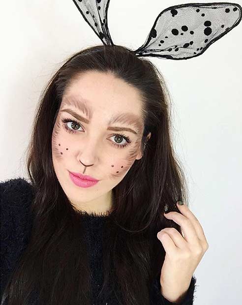 น่ารัก Black Bunny Halloween Makeup Look