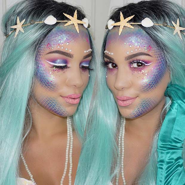Güzel Mermaid Halloween Makeup Look