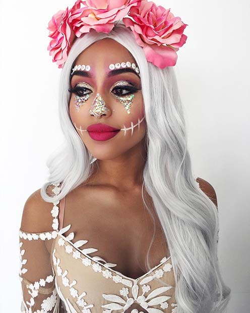 נוֹצֵץ Sugar Skull Makeup for Pretty Halloween Makeup Ideas