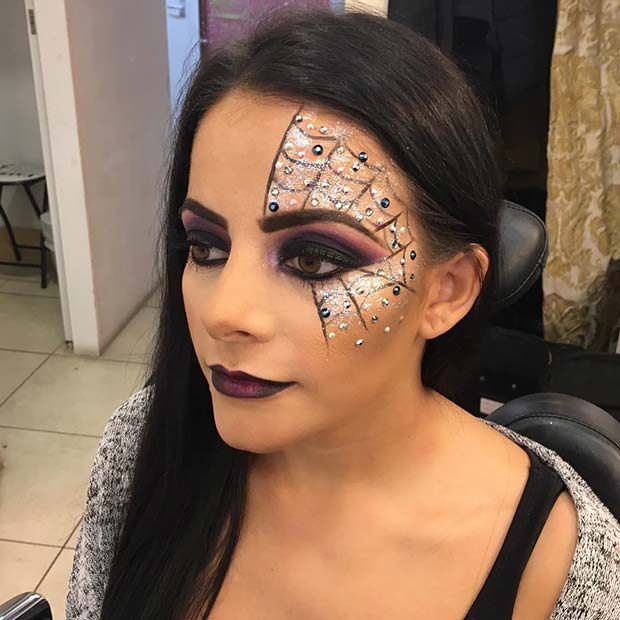 Glam Spider Web Makeup for Pretty Halloween Makeup Ideas