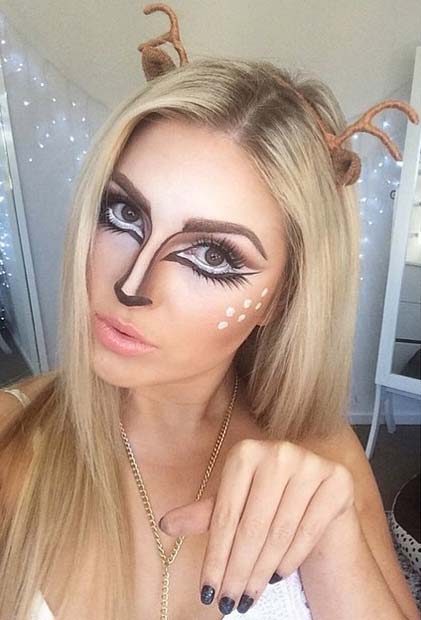 Söt Deer Makeup for Pretty Halloween Makeup Ideas
