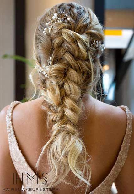 dağınık Braid Wedding Hairstyle with Hairpieces 