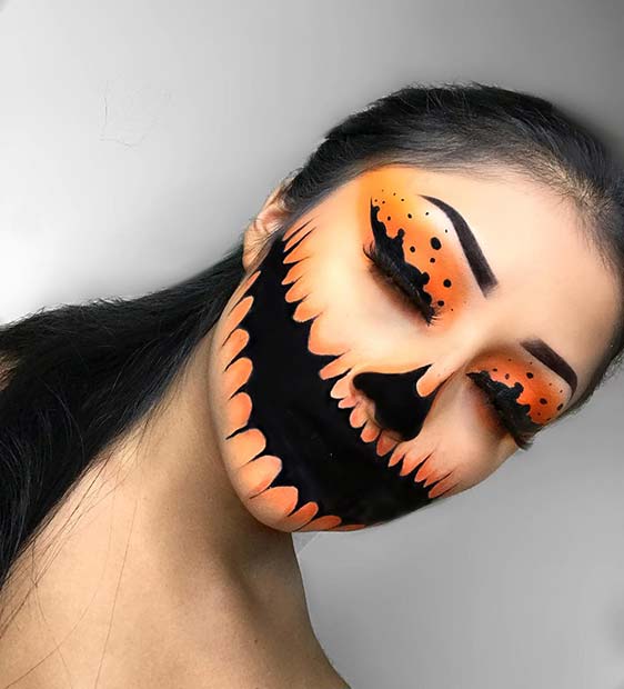 מַפְחִיד Pumpkin Halloween Makeup