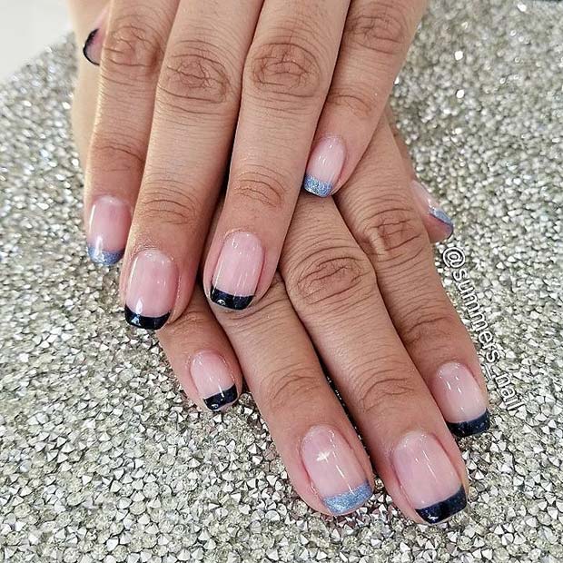 Albastru French Nails for Simple Yet Eye-Catching Nail Designs