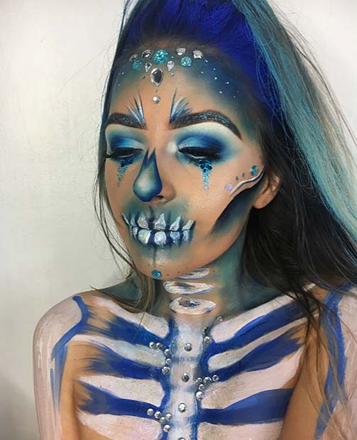 โคบอลต์ Skeleton for Skeleton Makeup Ideas for Halloween