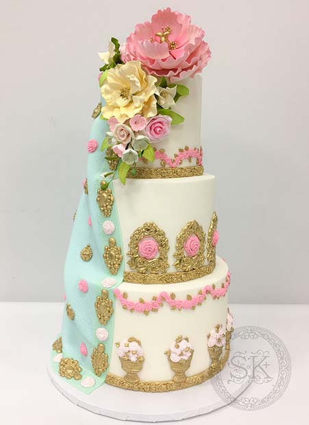 ที่สวยงาม Three Tier Wedding Cake