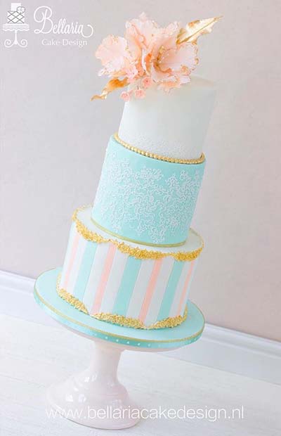 Yaratıcı Light Blue Wedding Cake