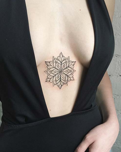 delikatan Mandala Sternum Tattoo 