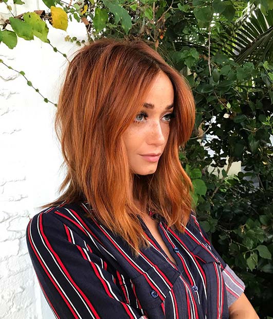 Koppar Red for Lob Hairstyles for Fall and Winter