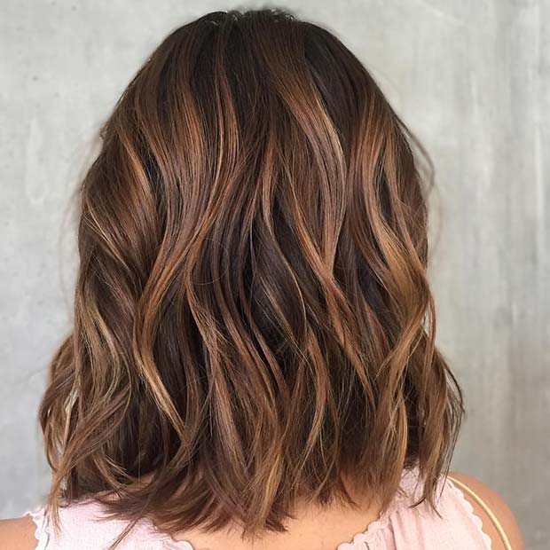 कारमेल Highlight Lob for Lob Hairstyles for Fall and Winter