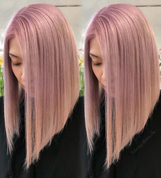 טרנדי Blush Pink Lob Hairstyle