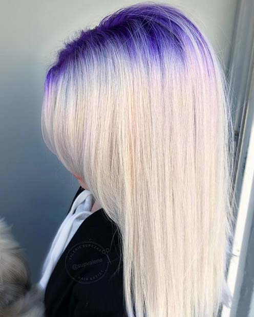 נוֹעָז Purple To Ice Blonde Hair Color Idea