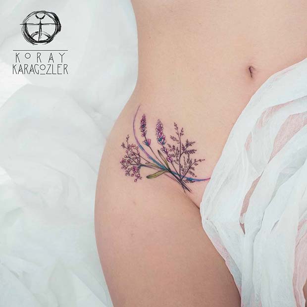 Lavendel Hip Tattoo