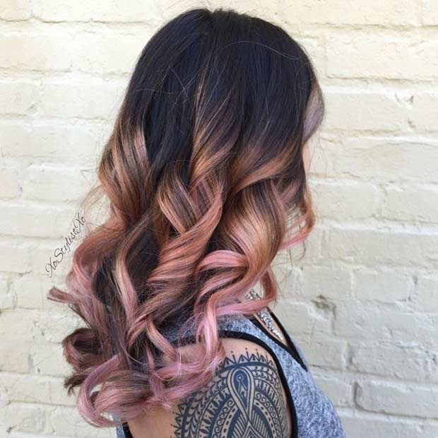 Rose gold Balayage Hair Color Idea