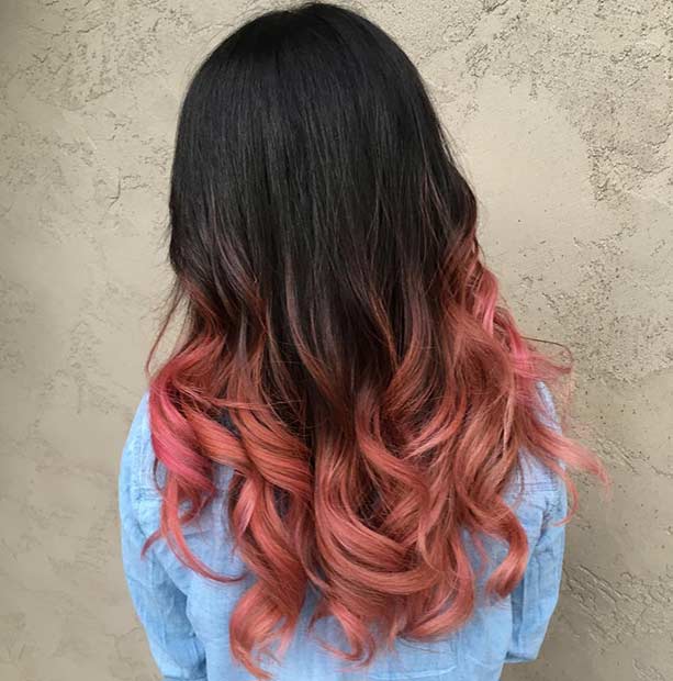 अंधेरा Rose Gold Ombre Hair