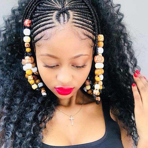 Fulani Braids with Beads and Crochet Hair